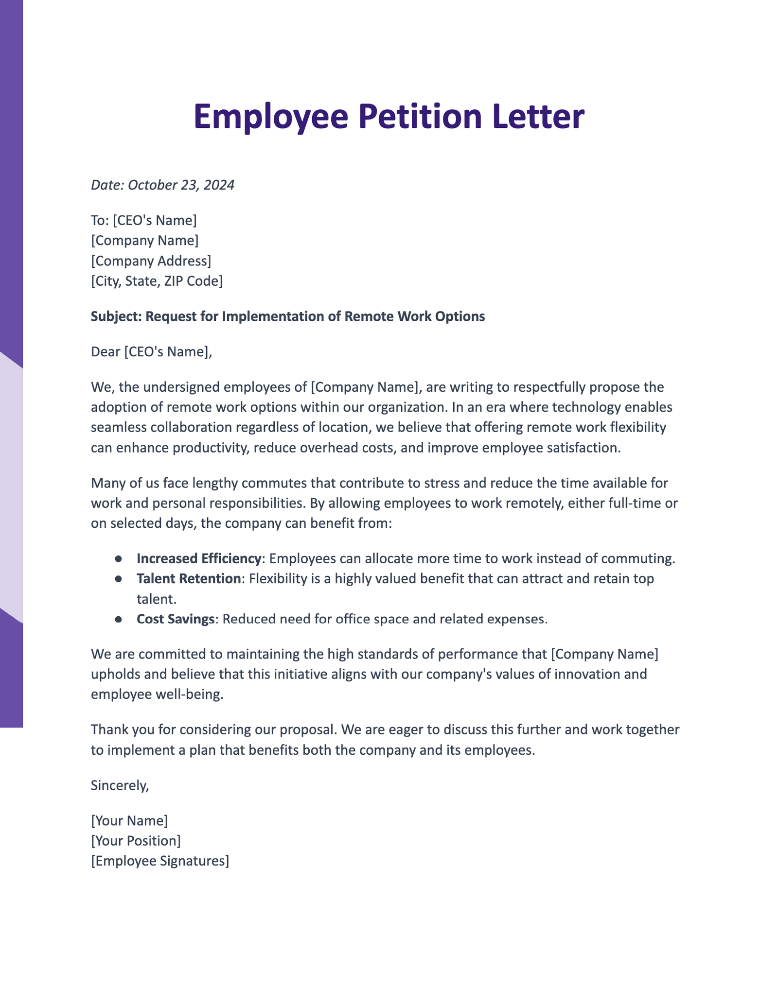 Employee Petition Letter