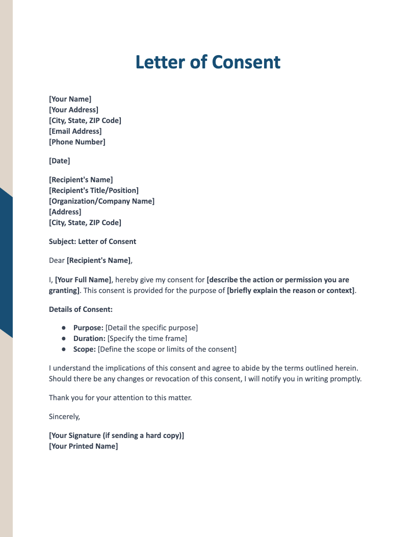 Letter of Consent