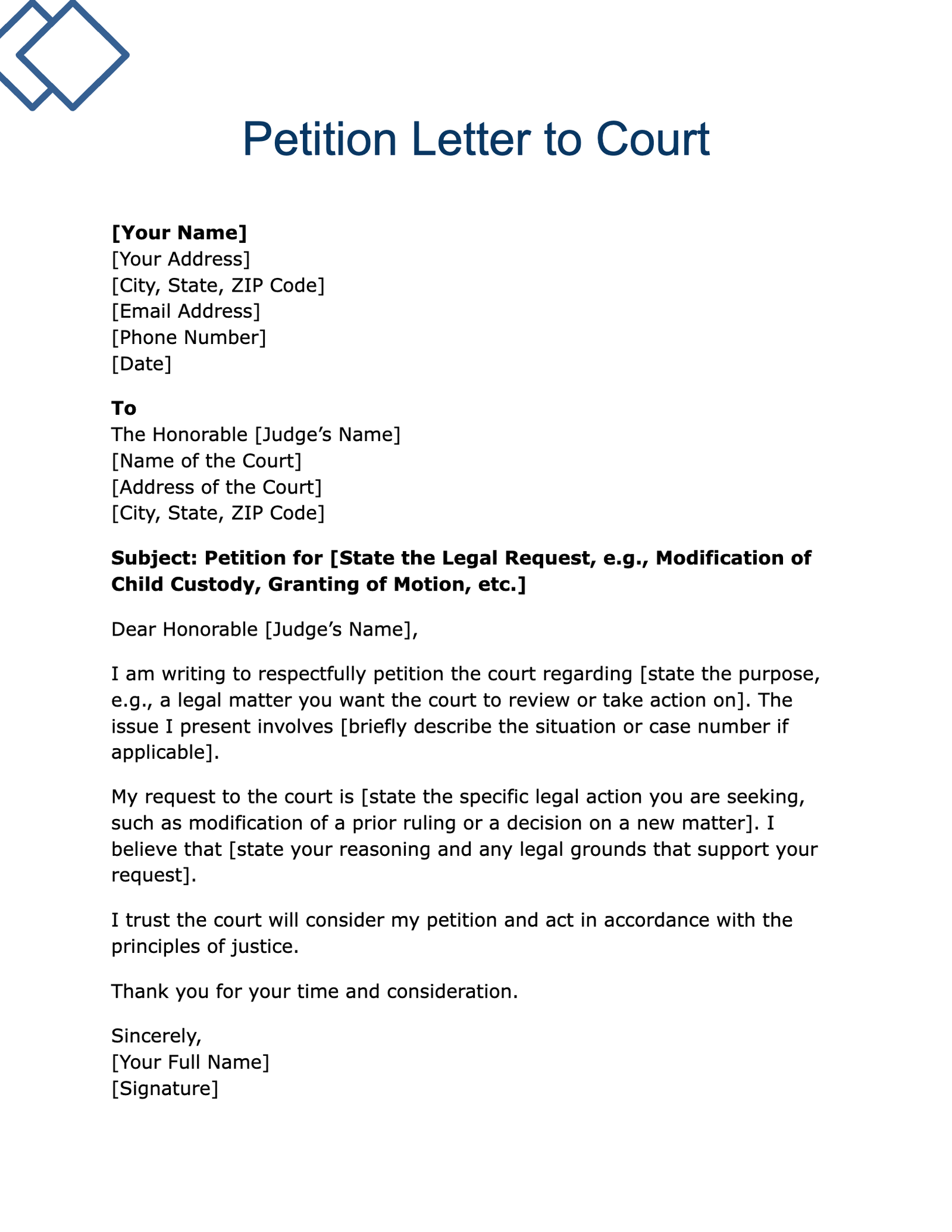 Petition Letter to Court