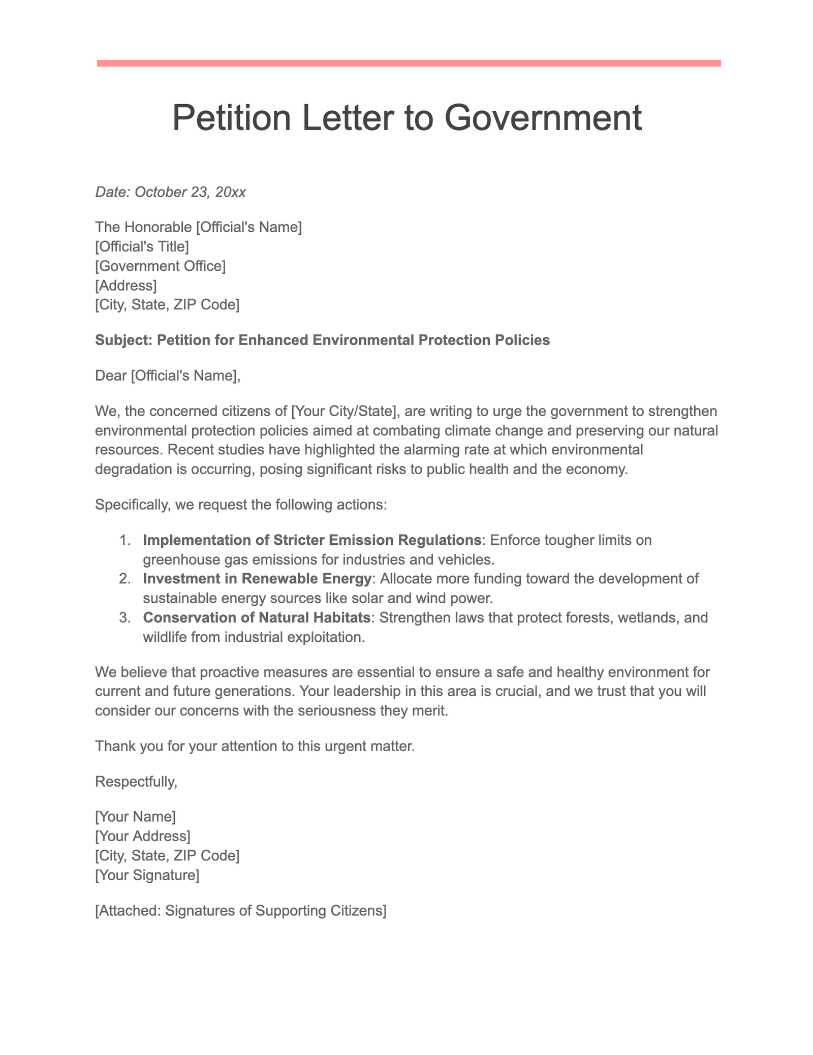 Petition Letter to Government
