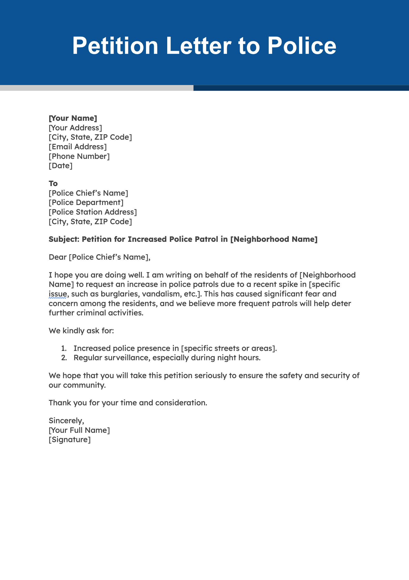 Petition Letter to Police