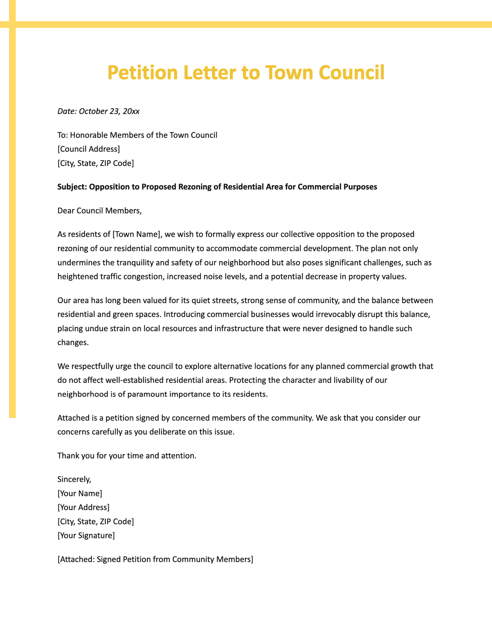 Petition Letter to Town Council