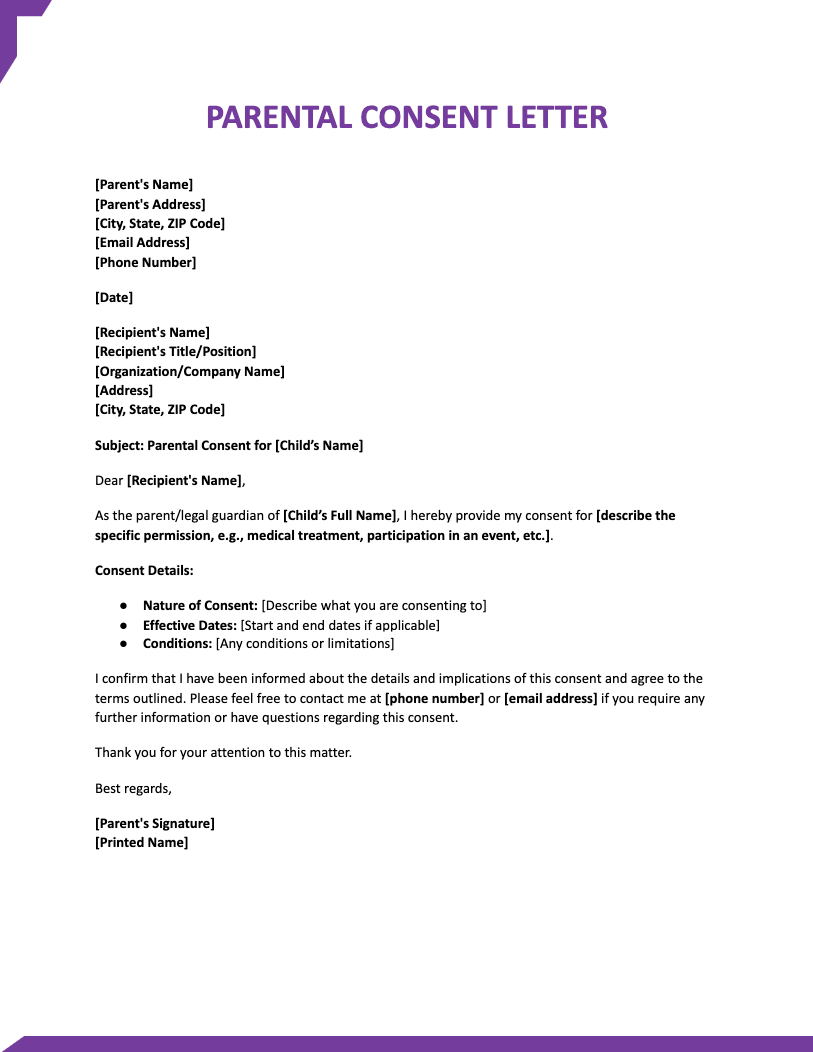 Parental Consent Letter