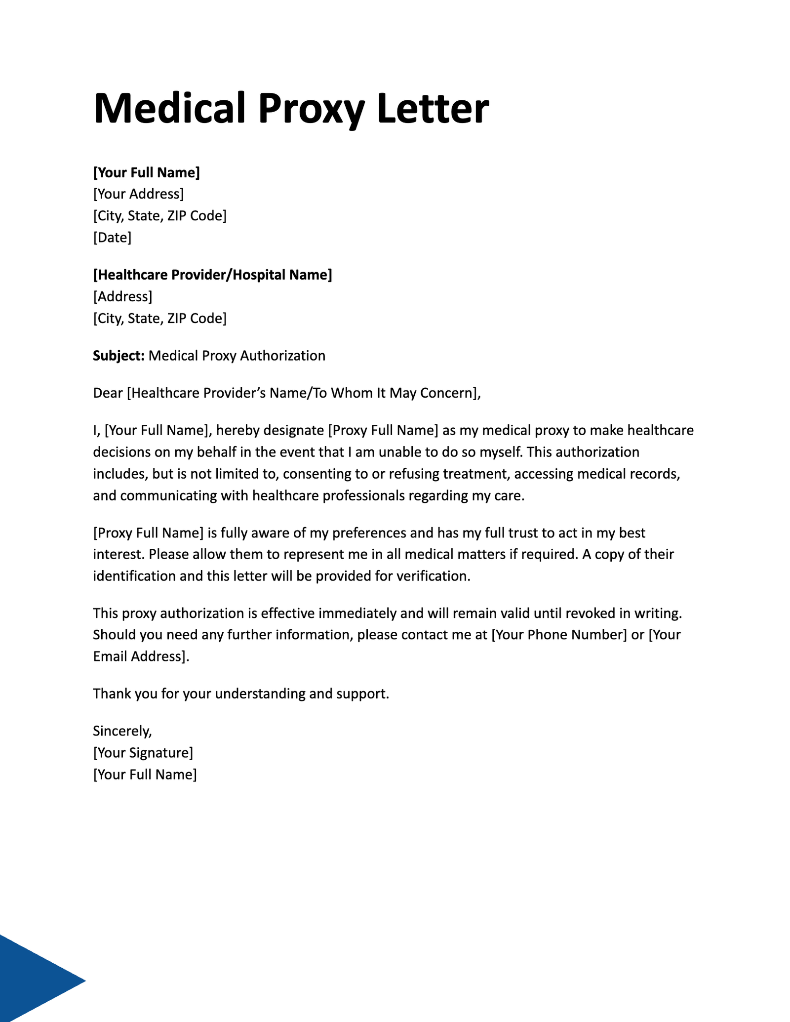Medical Proxy Letter