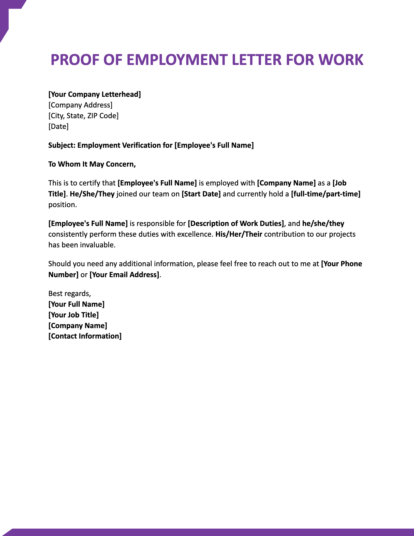 Employment Verification Letter Google Docs