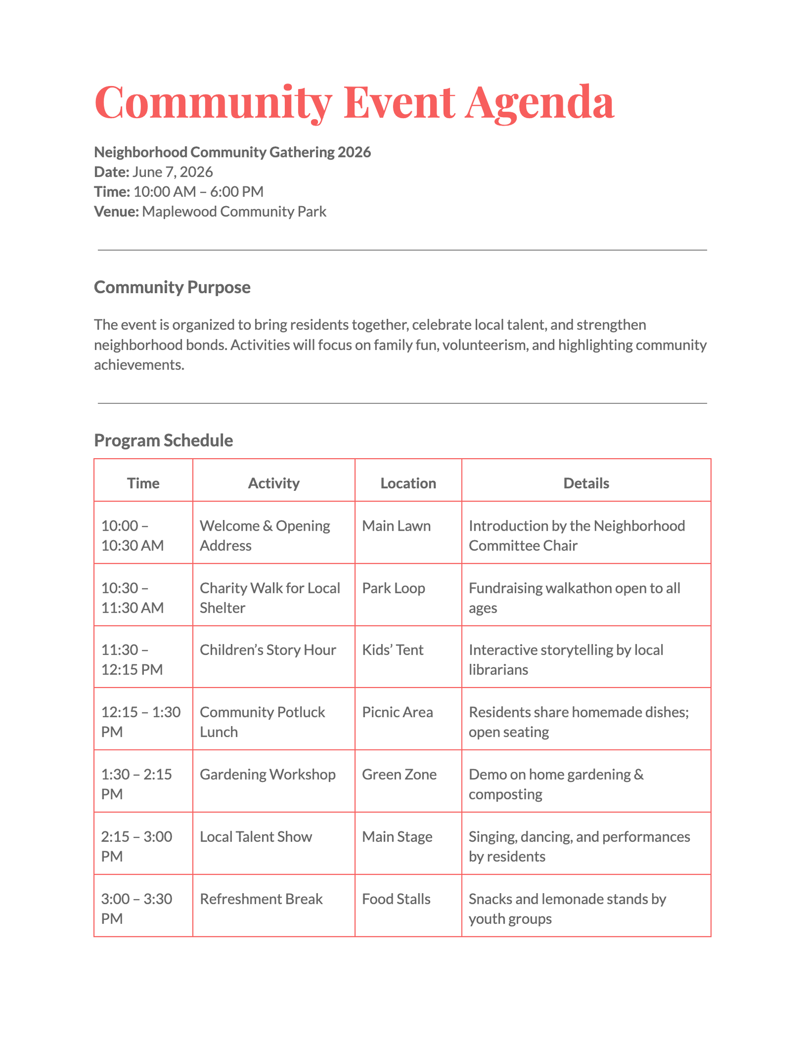 Community Event Agenda Community Event Agenda