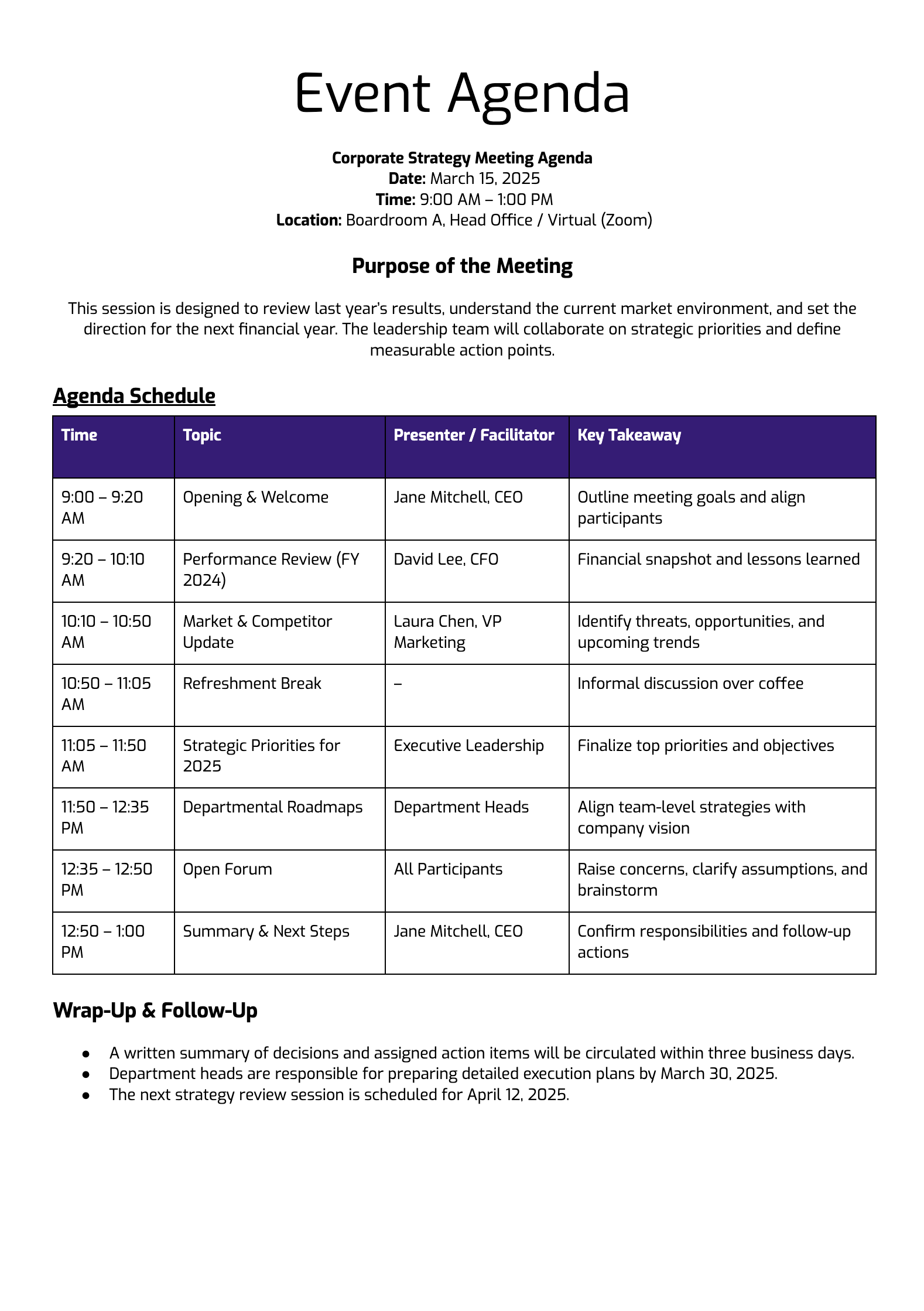 Event Agenda Event Agenda