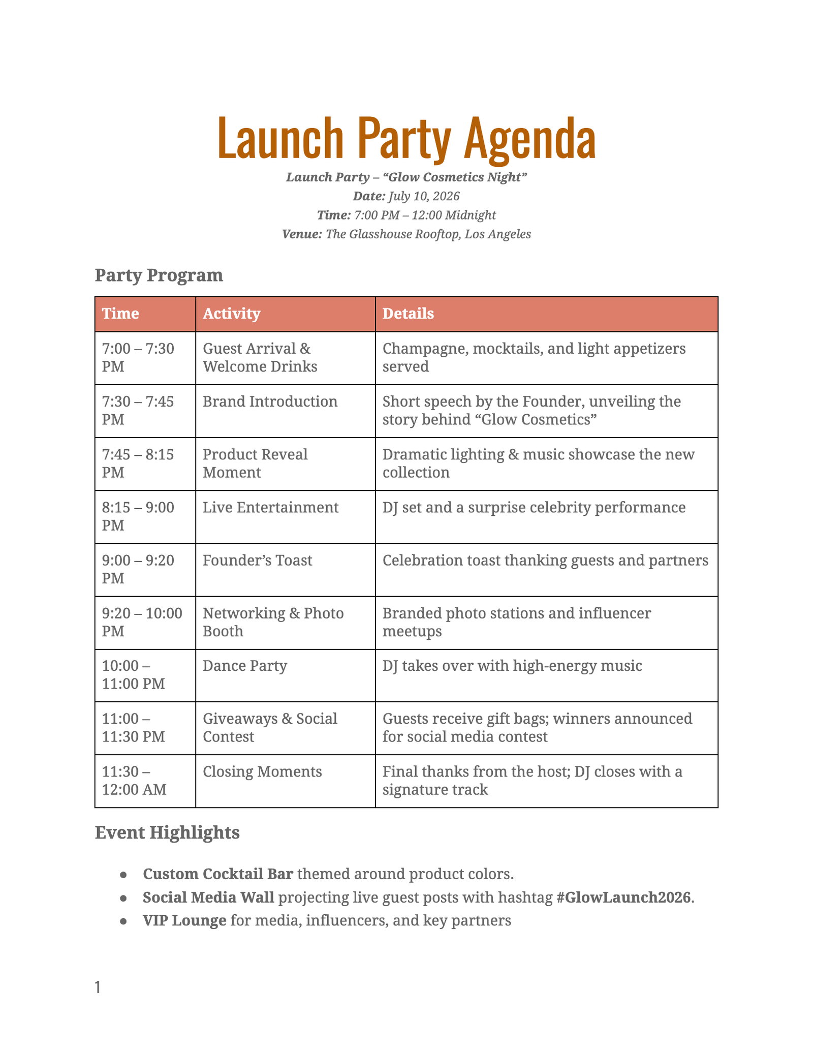 Launch Party Agenda Launch Party Agenda