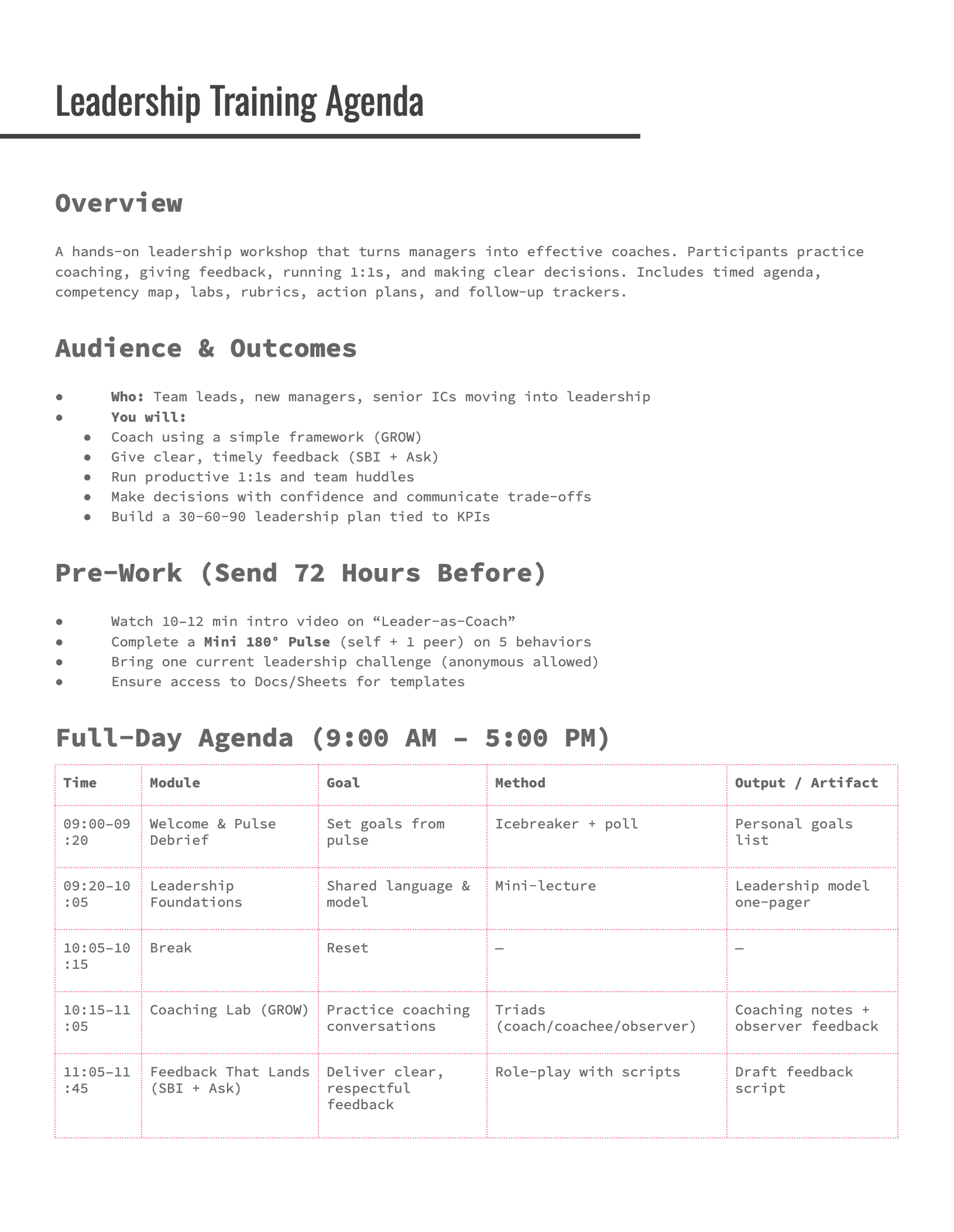 Leadership Training Agenda Leadership Training Agenda