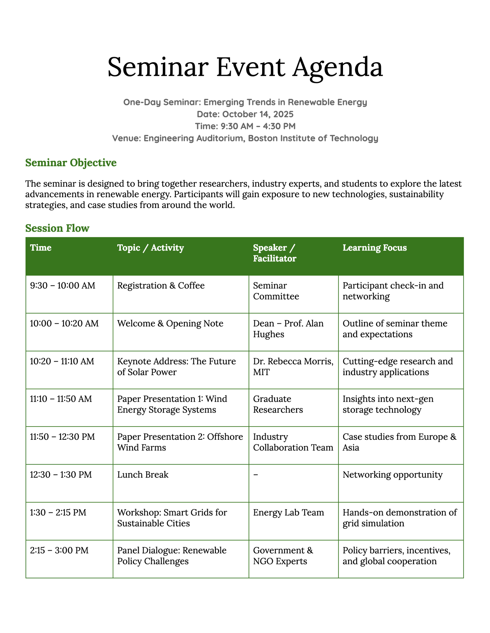 Seminar Event Agenda Seminar Event Agenda