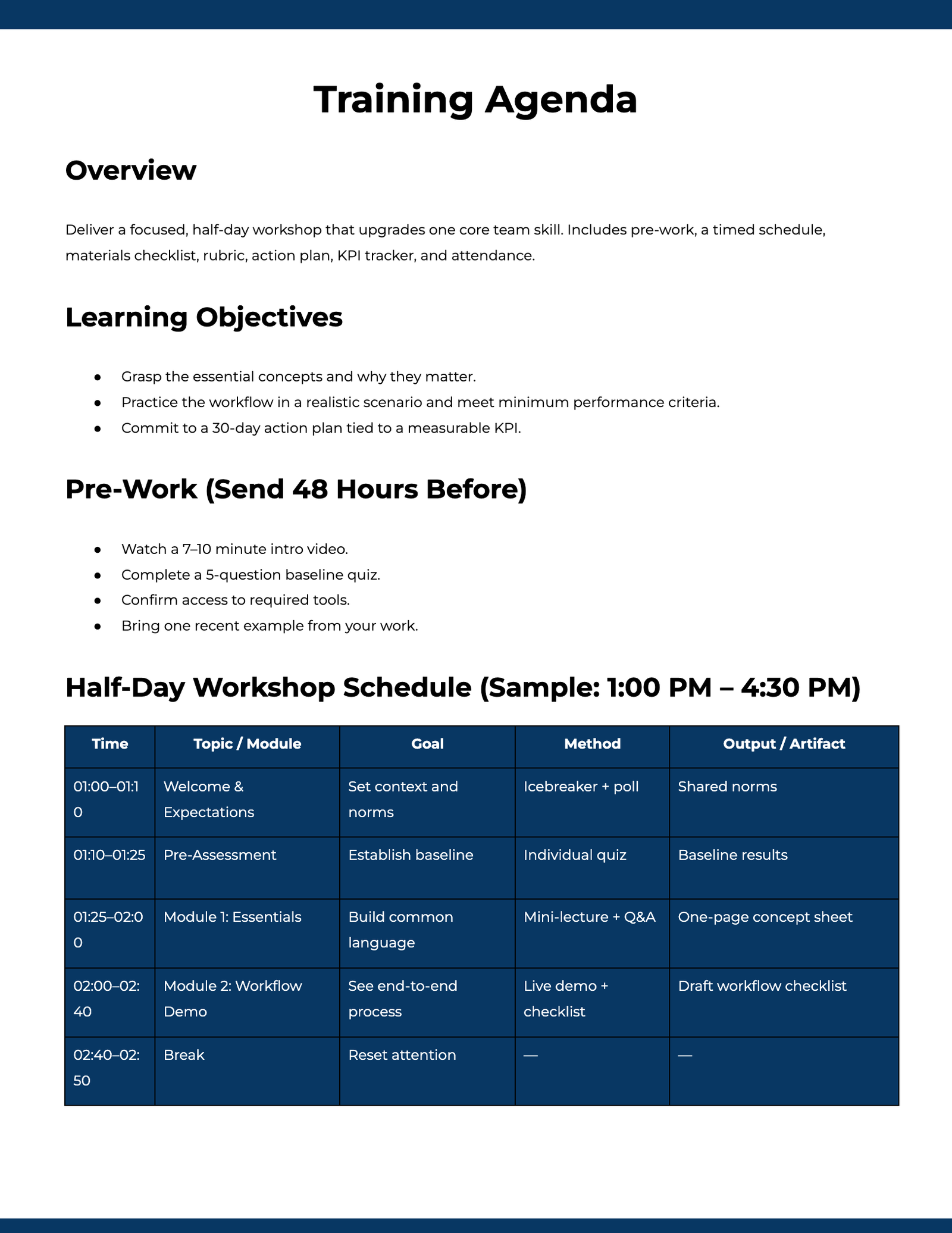 Training Agenda Training Agenda