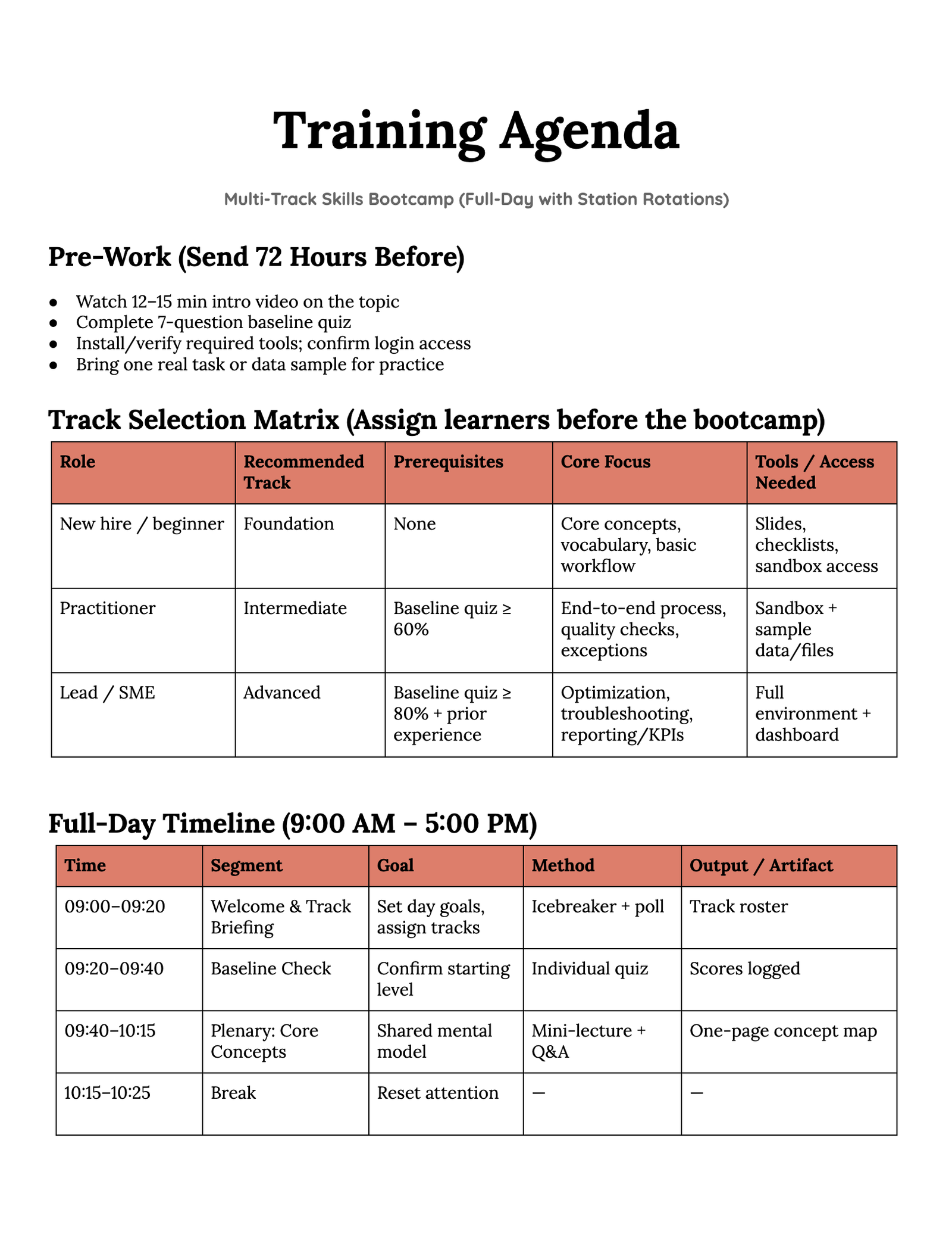 Training Agenda Training Agenda