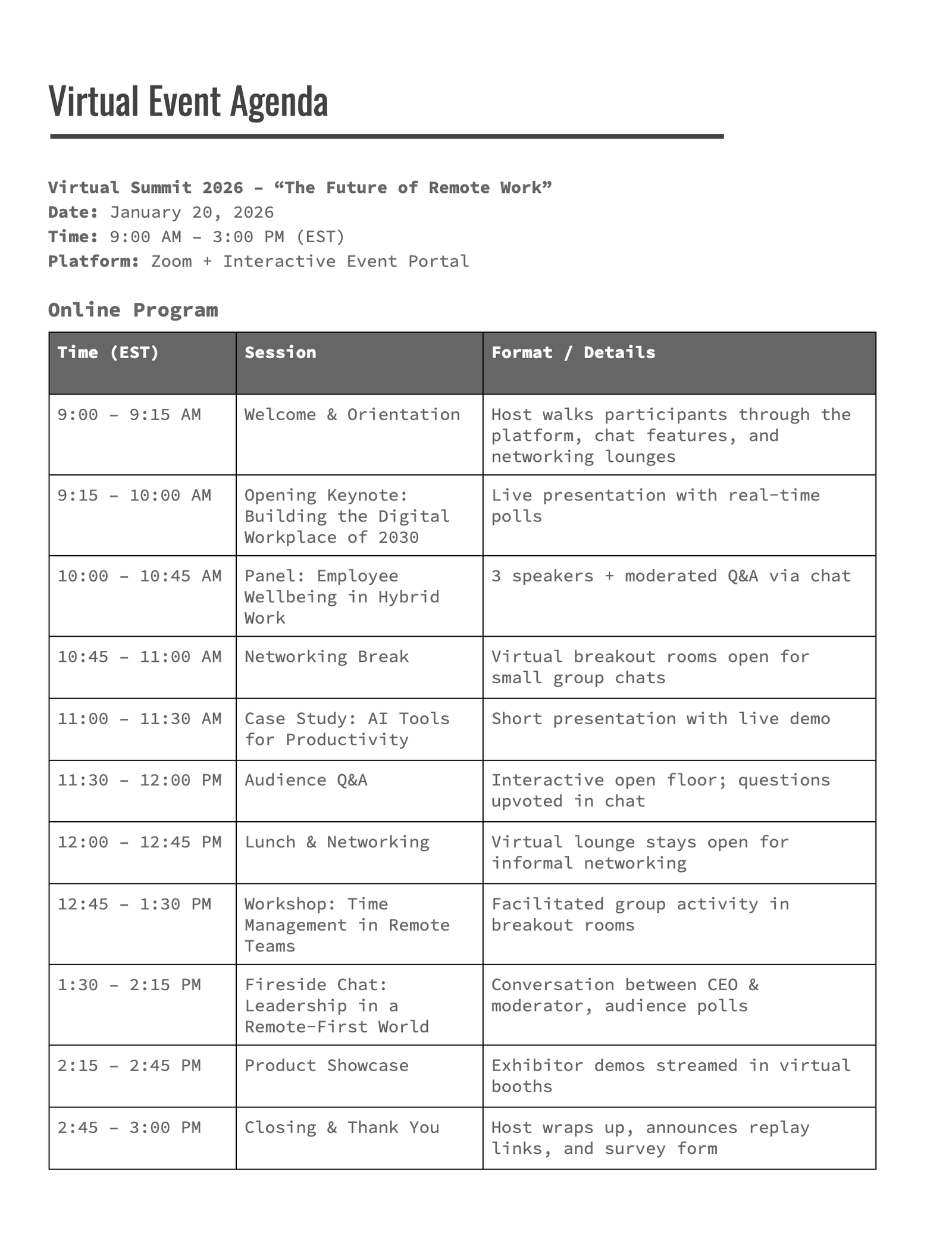 Virtual Event Agenda Virtual Event Agenda