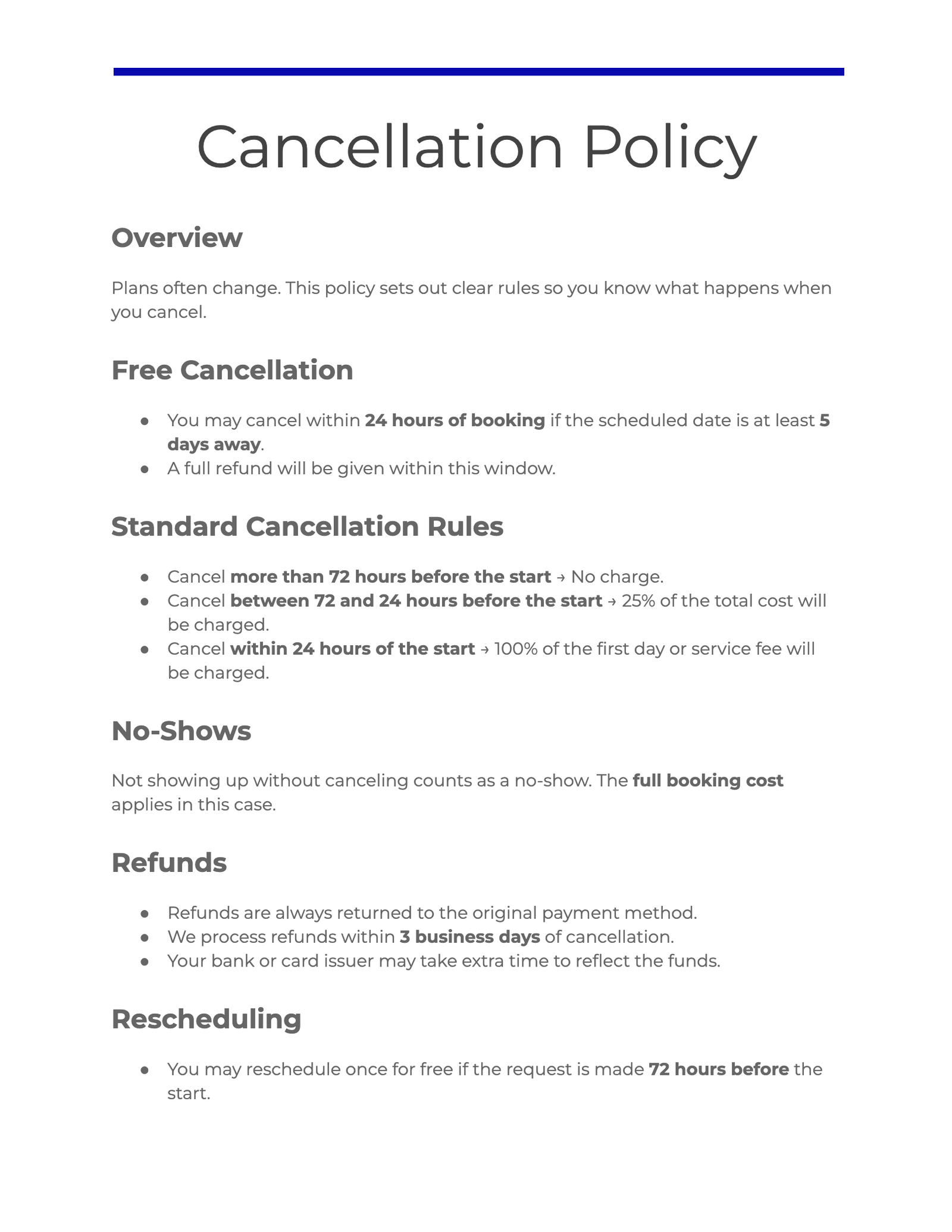 Cancellation Policy