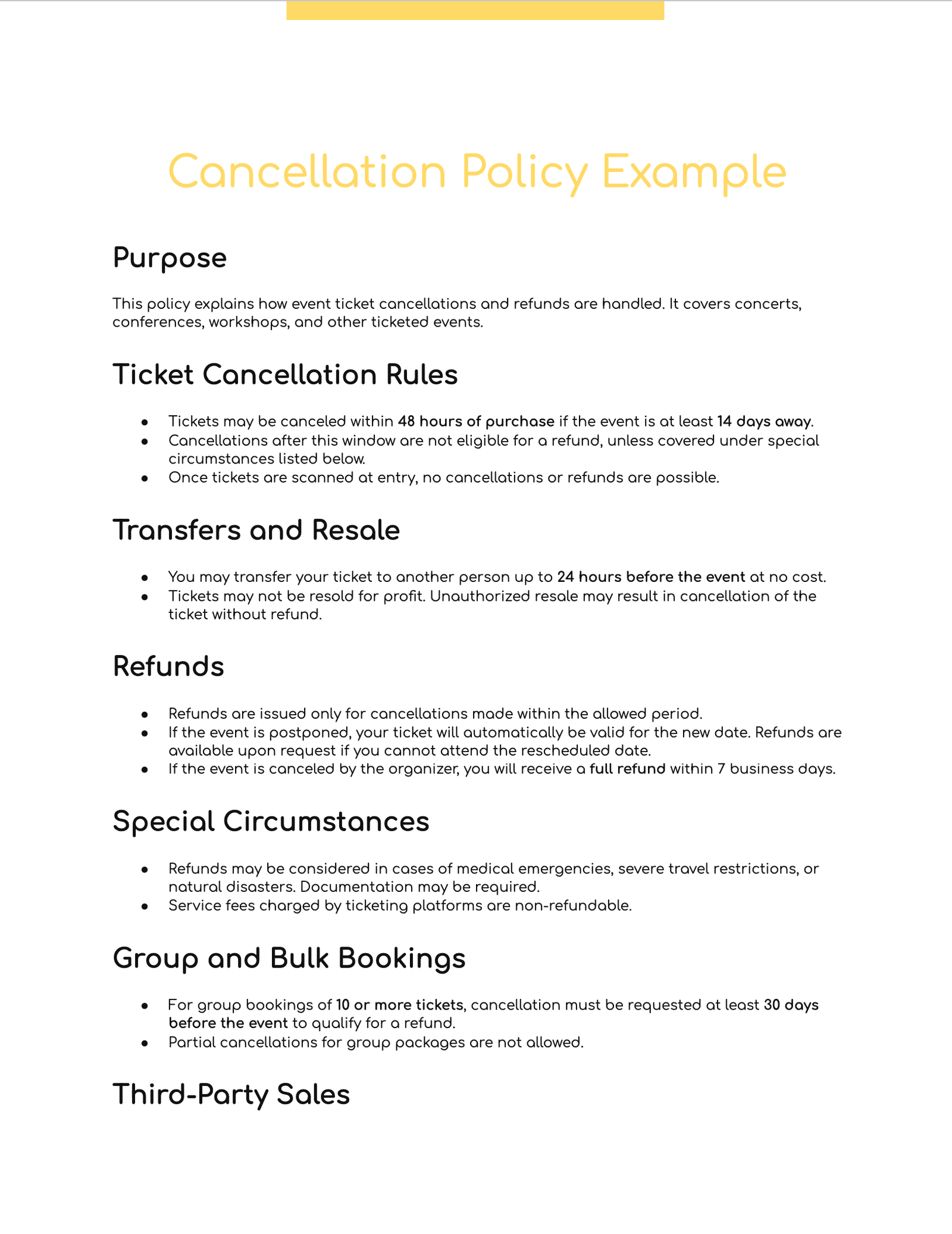 Cancellation Policy Example