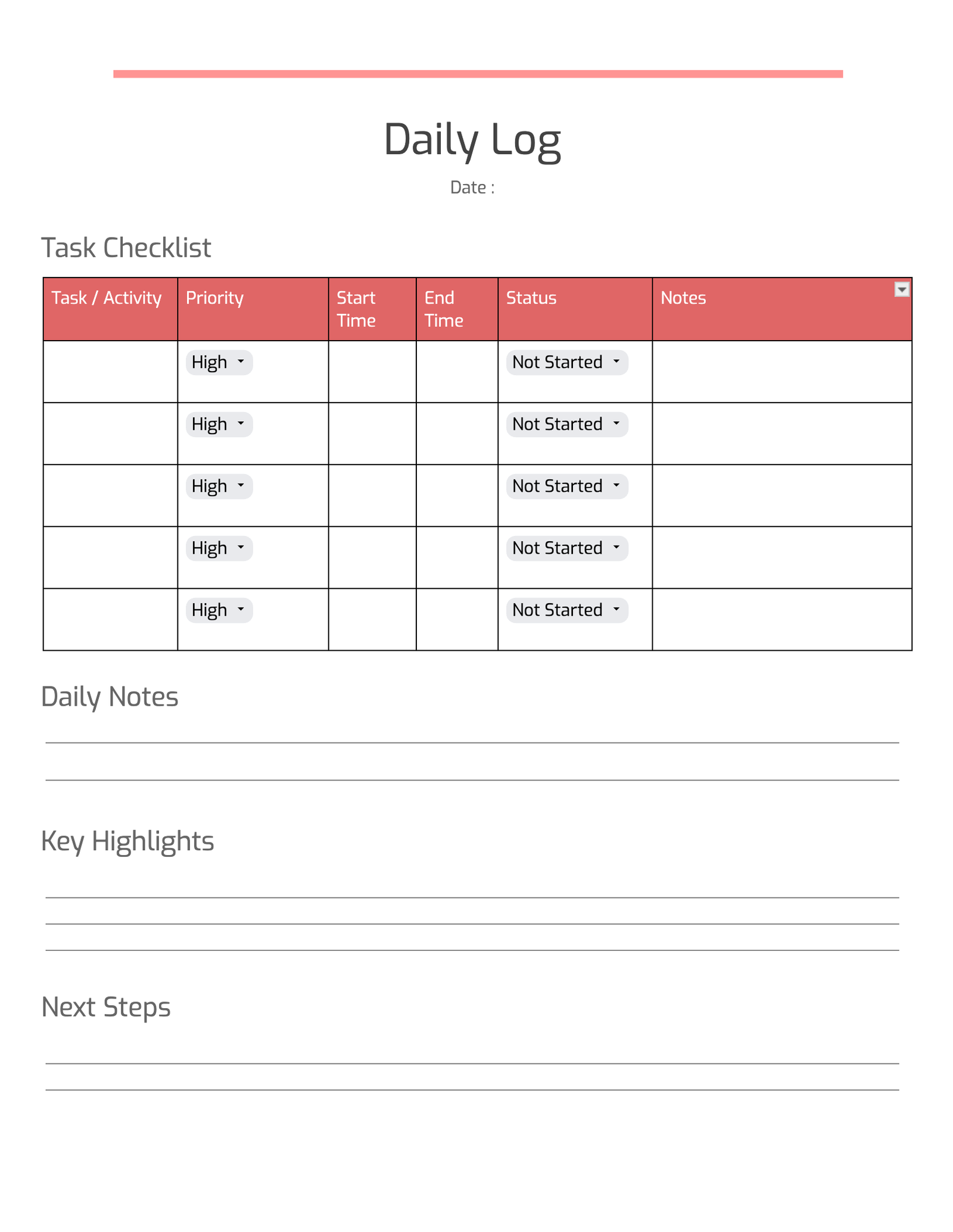 Daily Log