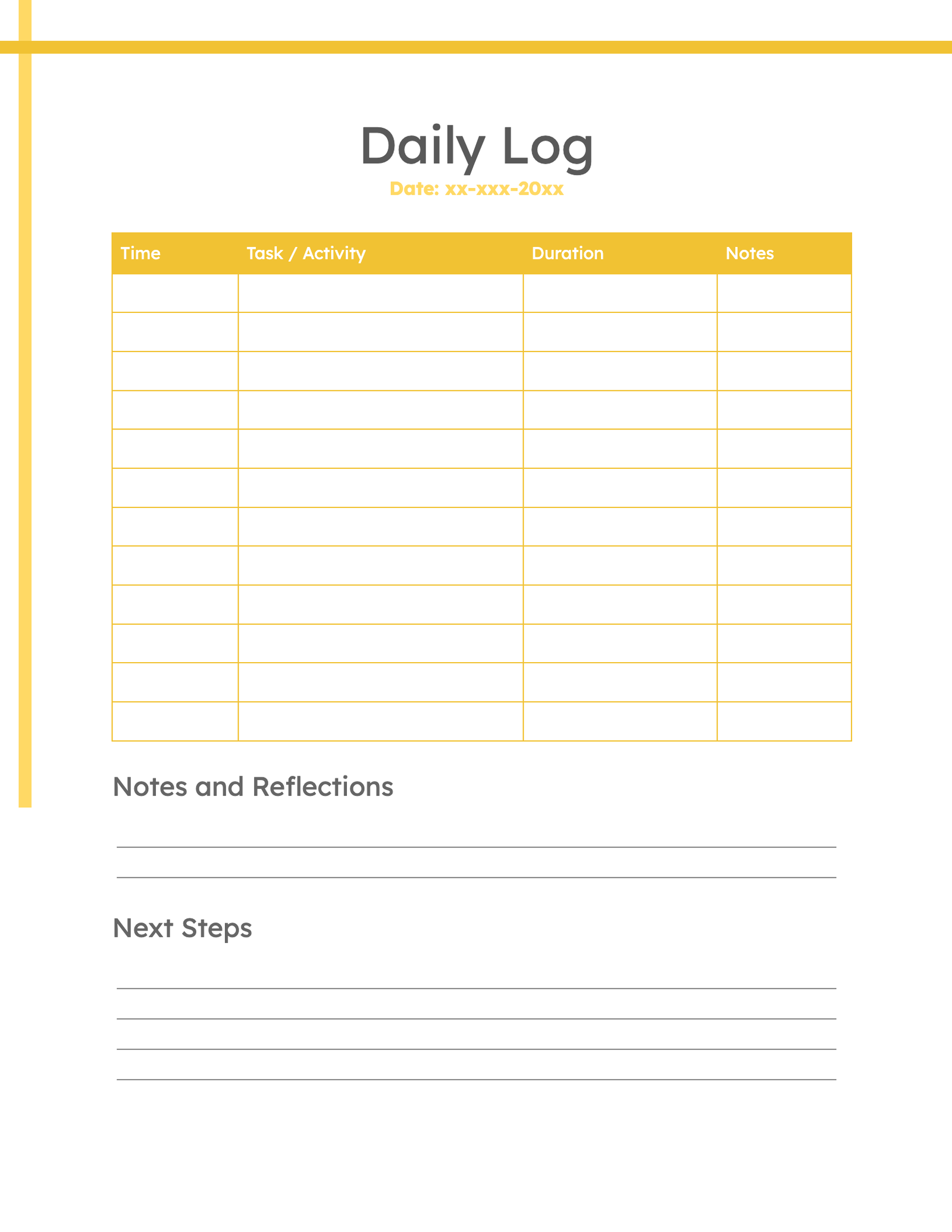 Daily Log