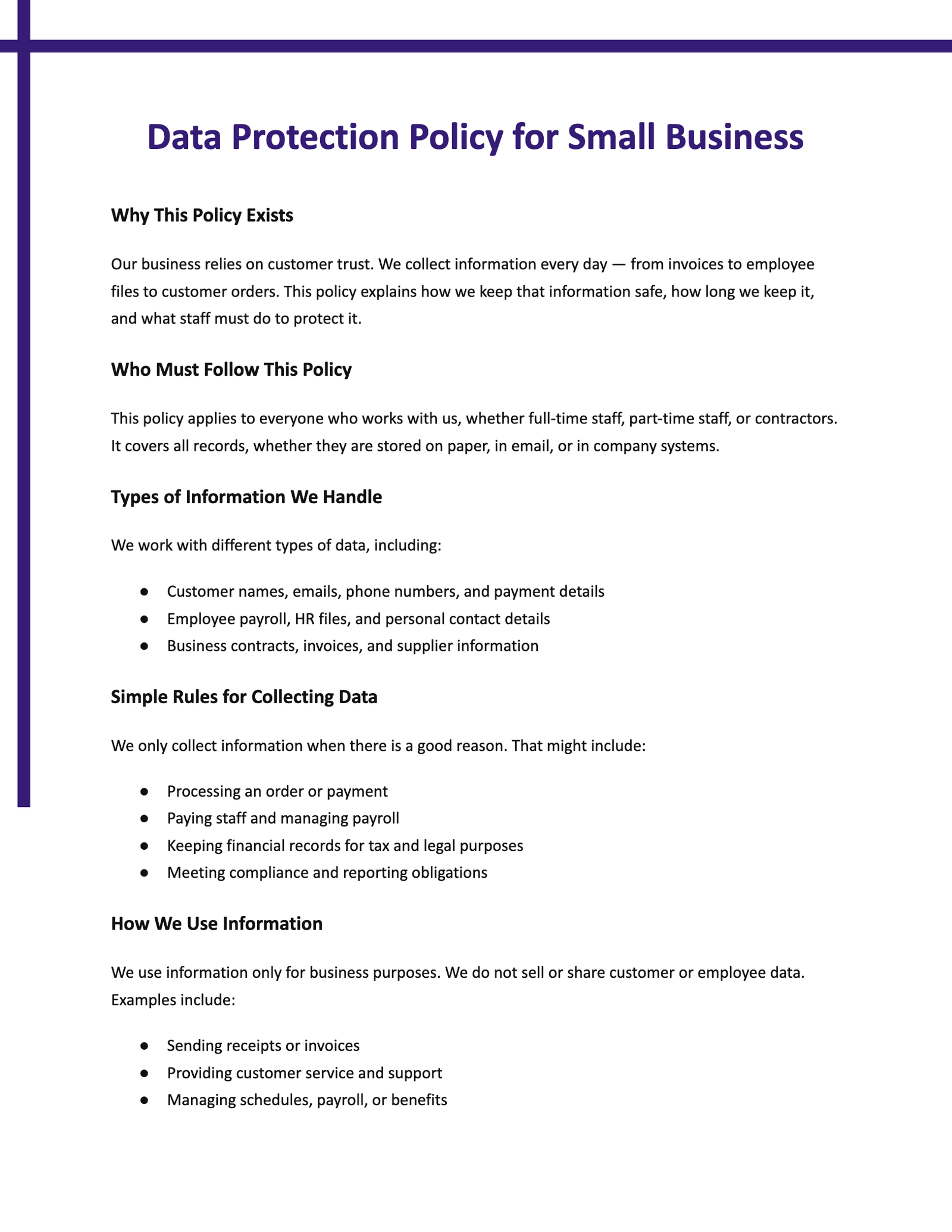Data Protection Policy for Small Business