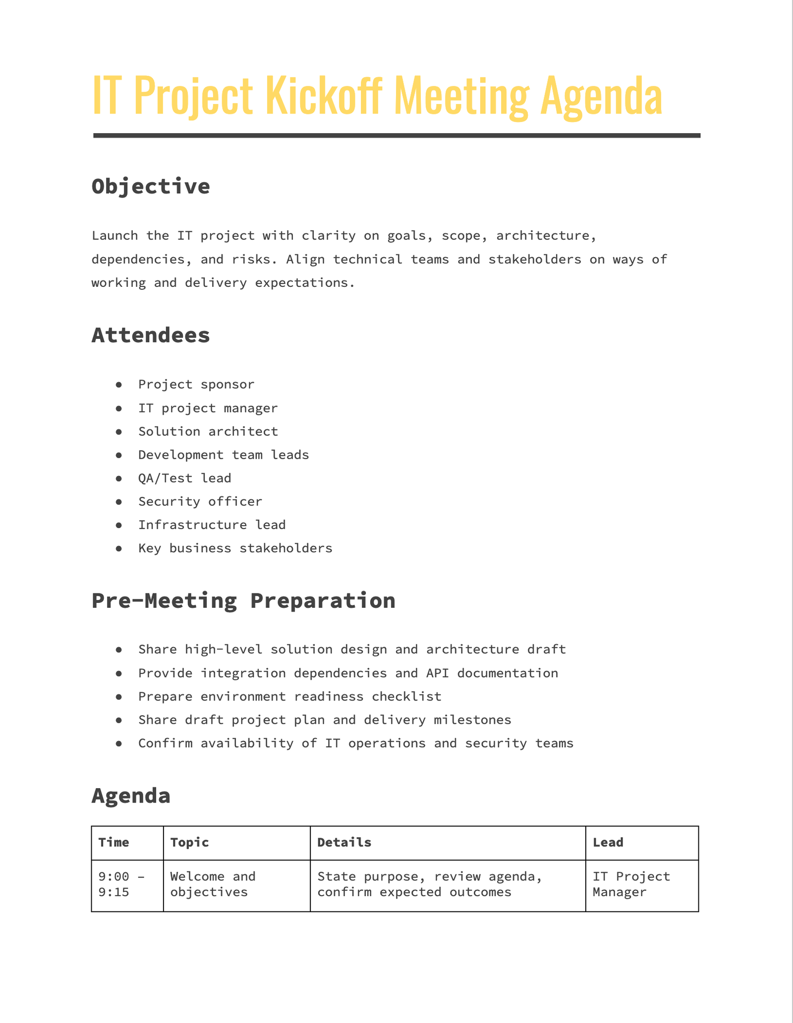 IT Project Kickoff Meeting Agenda IT Project Kickoff Meeting Agenda
