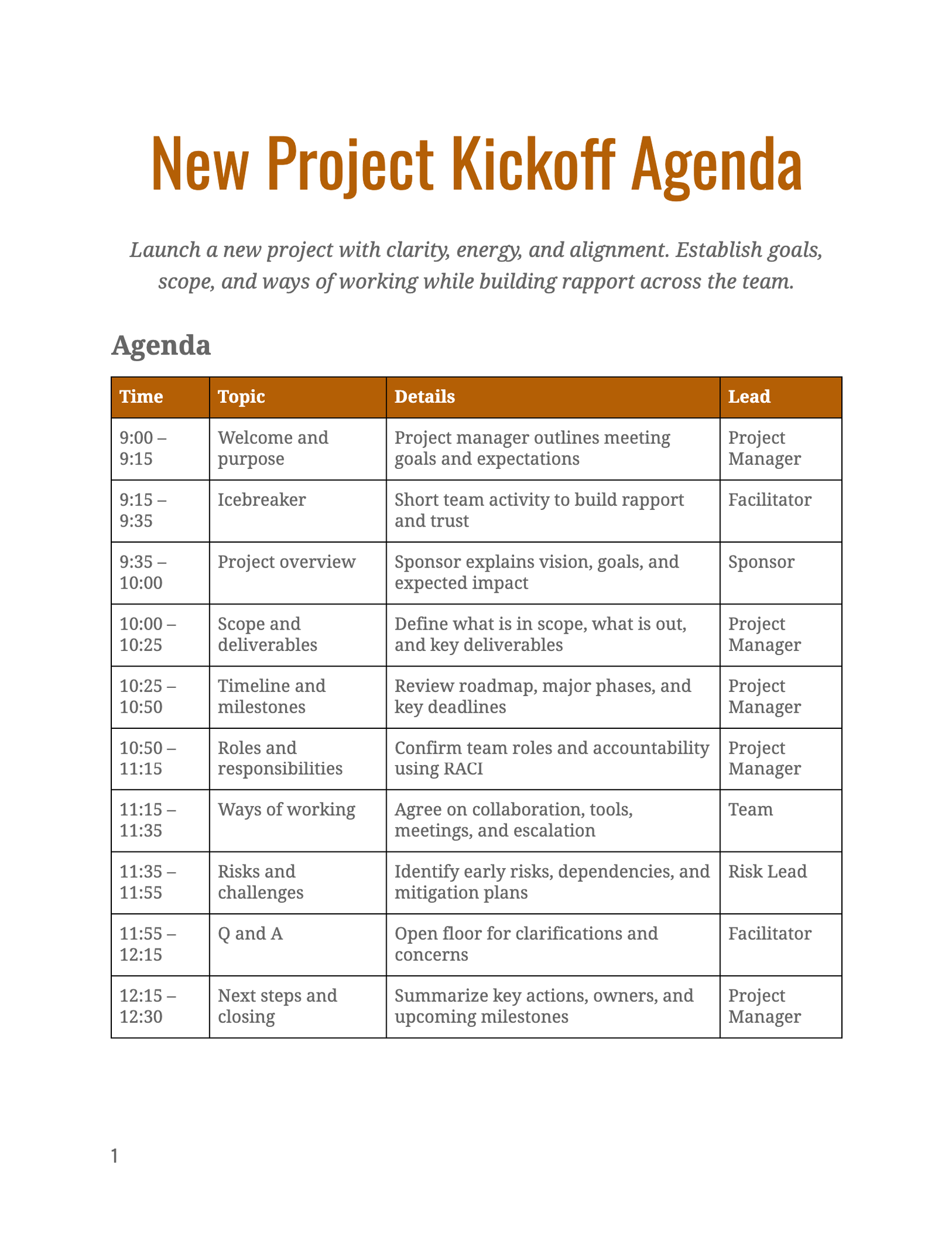 New Project Kickoff Agenda New Project Kickoff Agenda