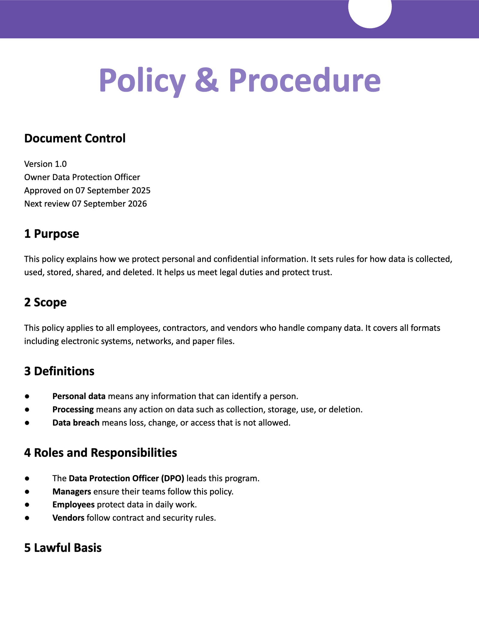 Policy & Procedure Policy & Procedure