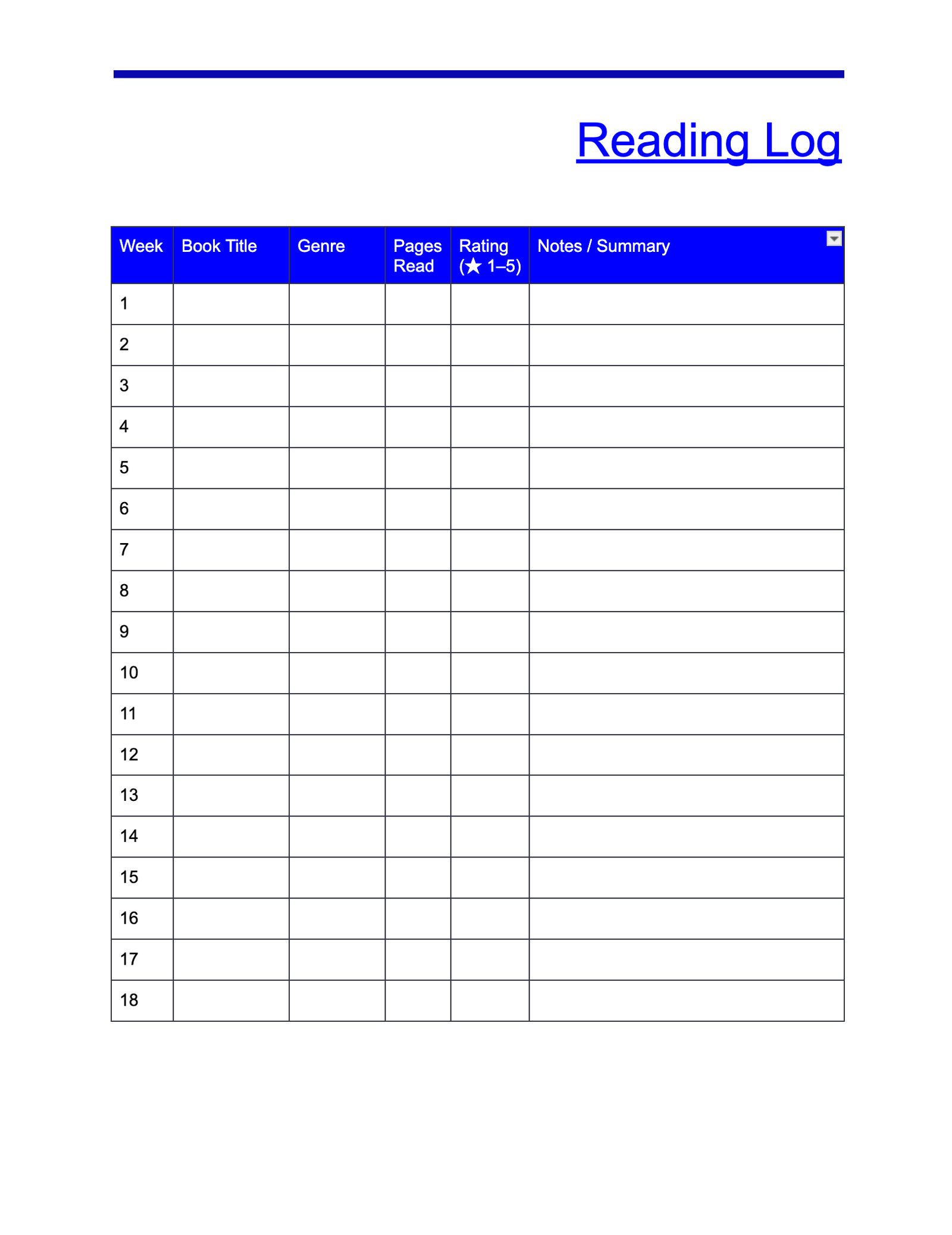 Reading Log