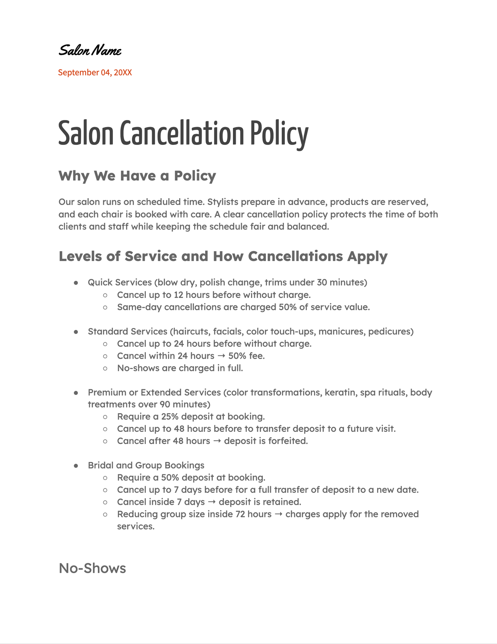 Salon Cancellation Policy