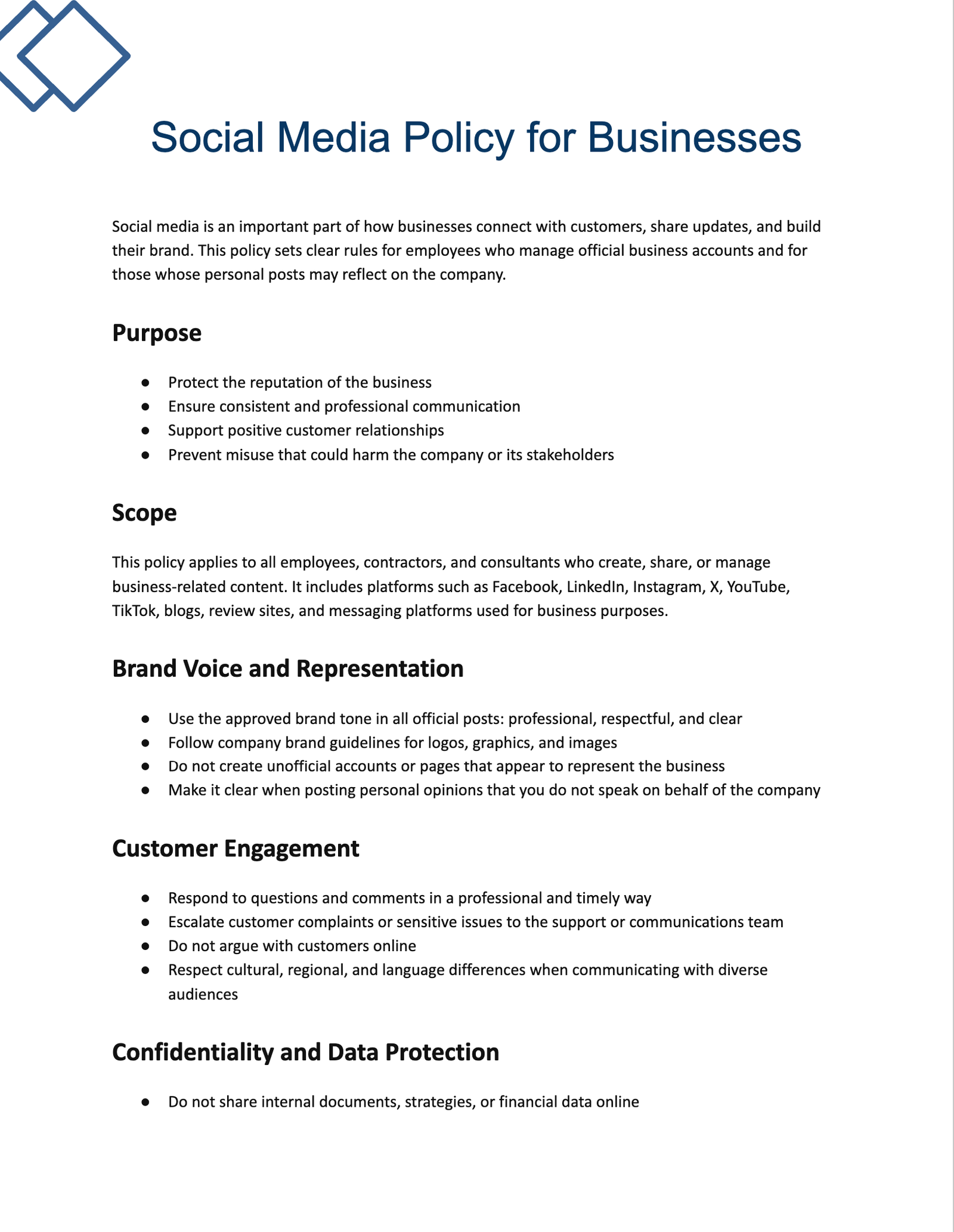 Social Media Policy for Businesses Social Media Policy for Businesses