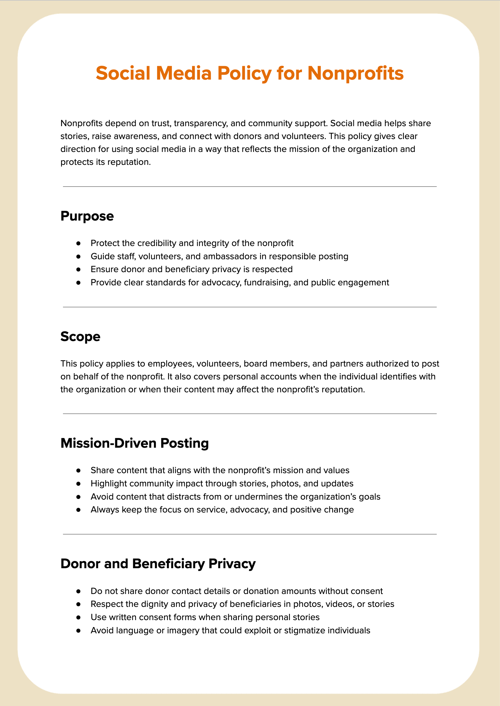 Social Media Policy for Nonprofits Social Media Policy for Nonprofits