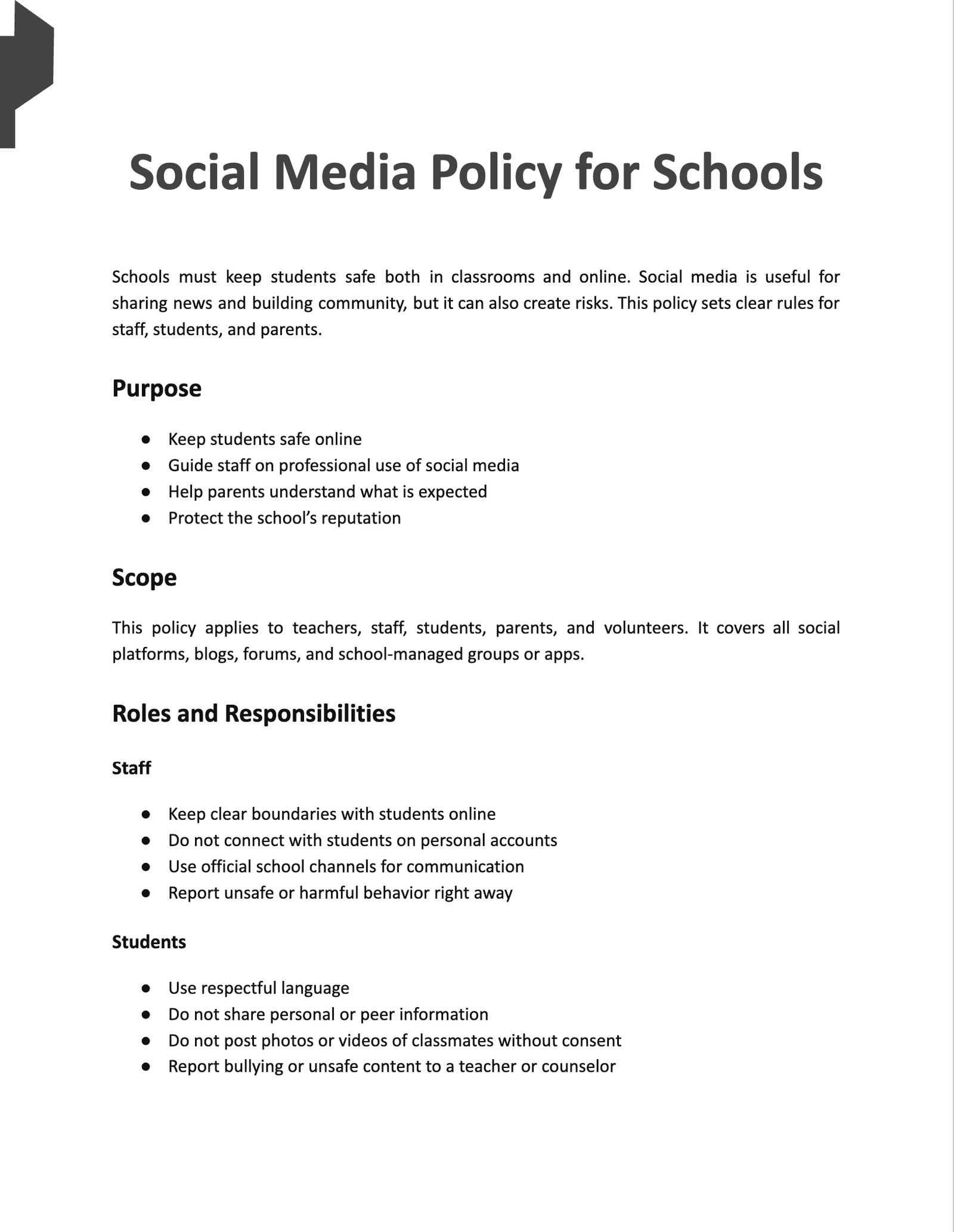 Social Media Policy for School Social Media Policy for School