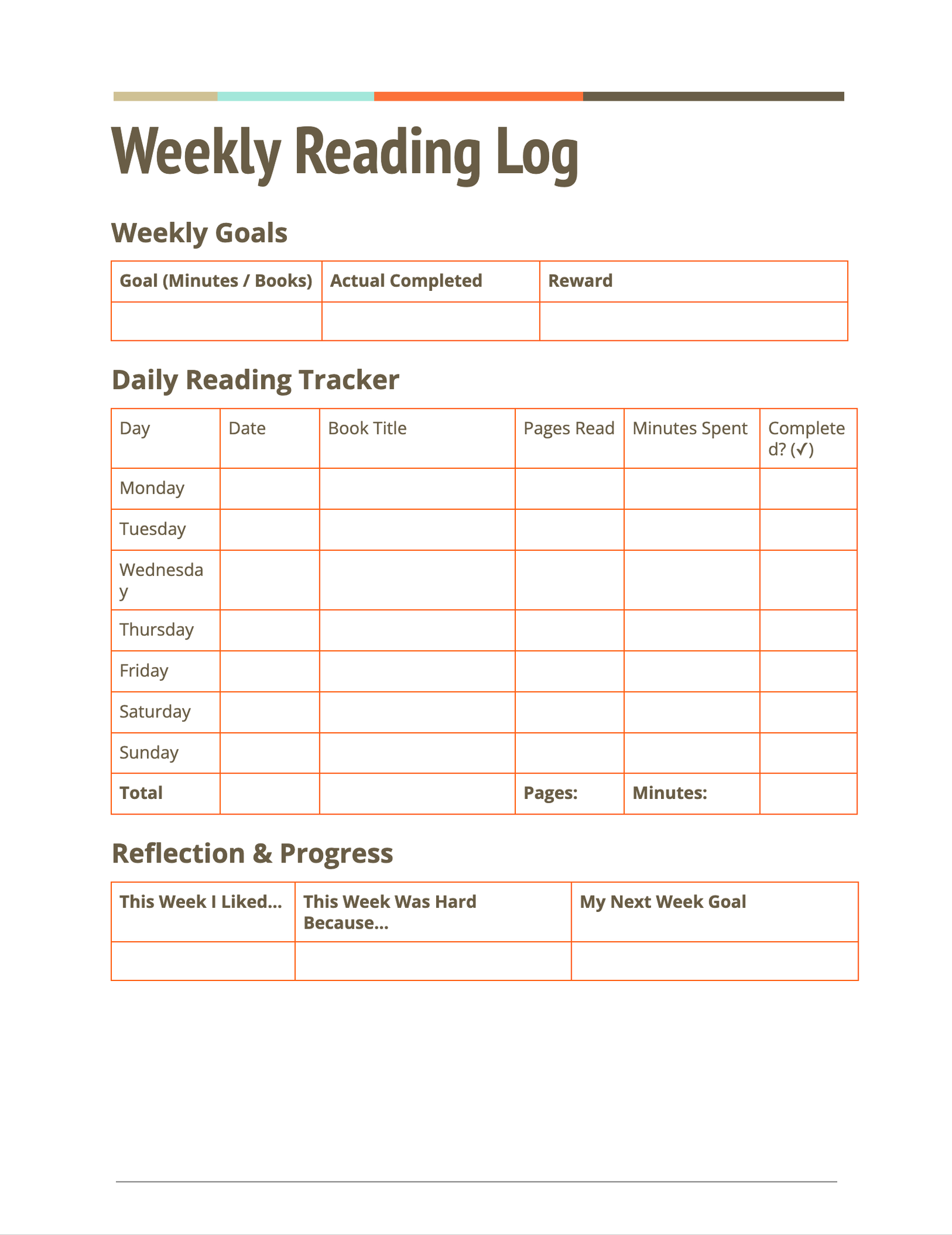 Weekly Reading Log